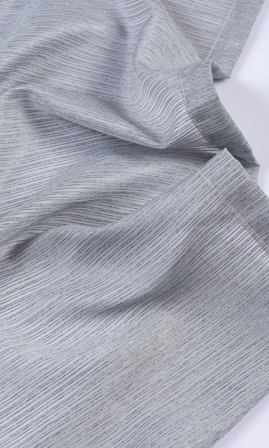 Striped Sheer Curtains / Drapes / Window Drapery Panels (Silver Grey)
