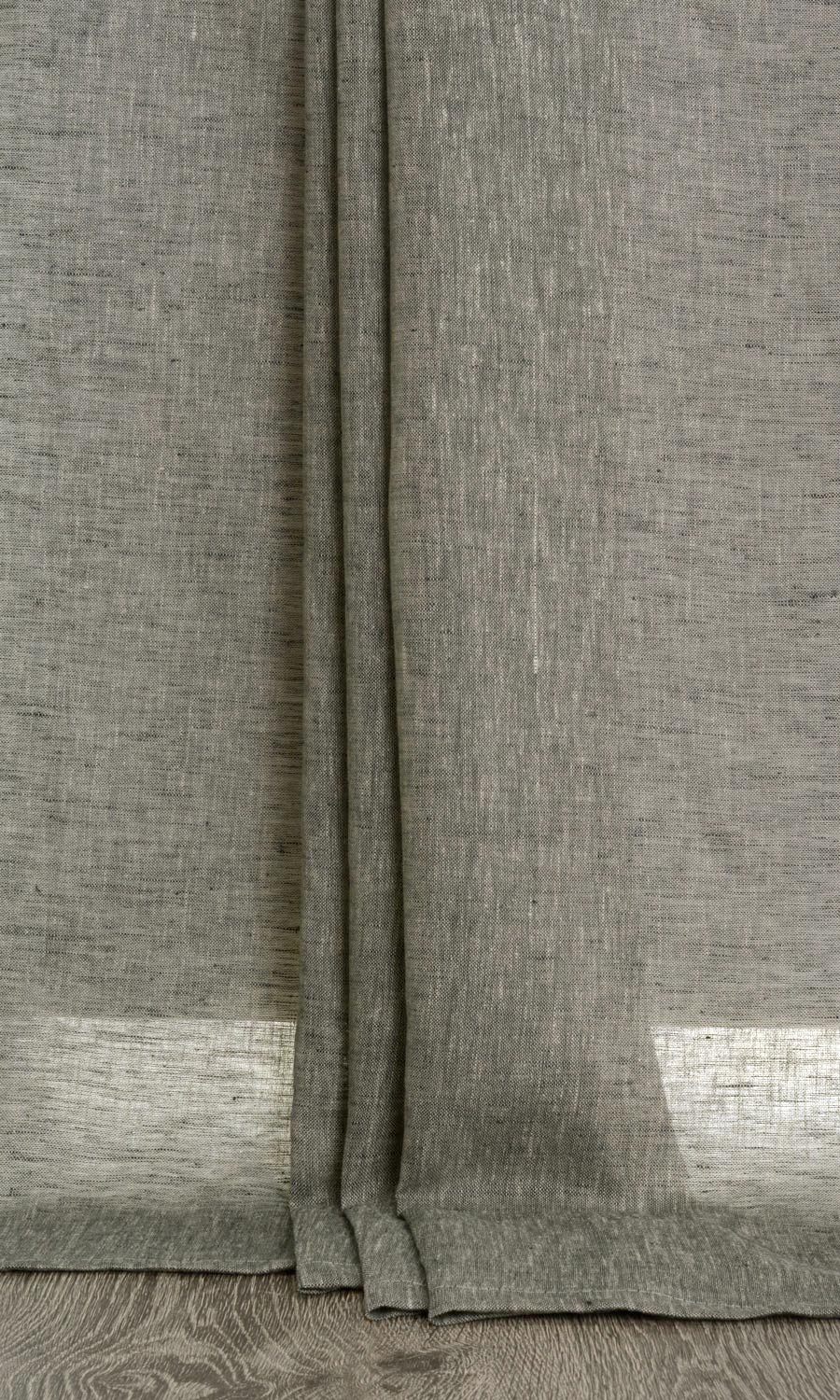 Sheer Linen Window Curtains for Living, Bedroom, Kitchen, Bathroom (Grey)