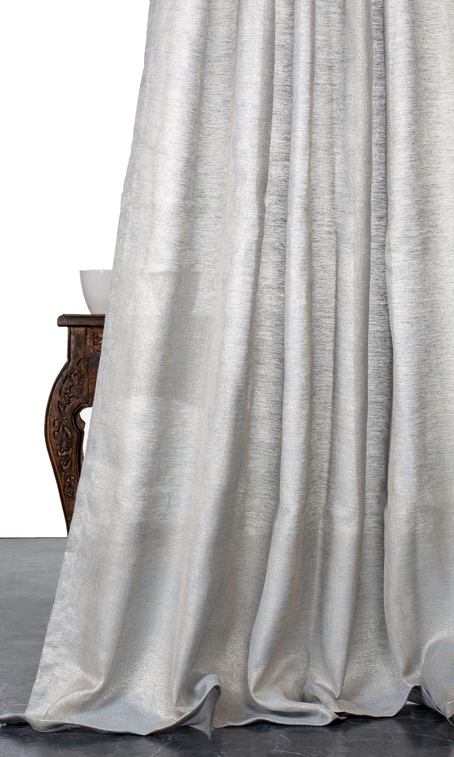 Metallic Accents Semi-Sheer Curtain Panels for Living, Bedroom, Kitchen, Bathroom (Gray/ Gold)