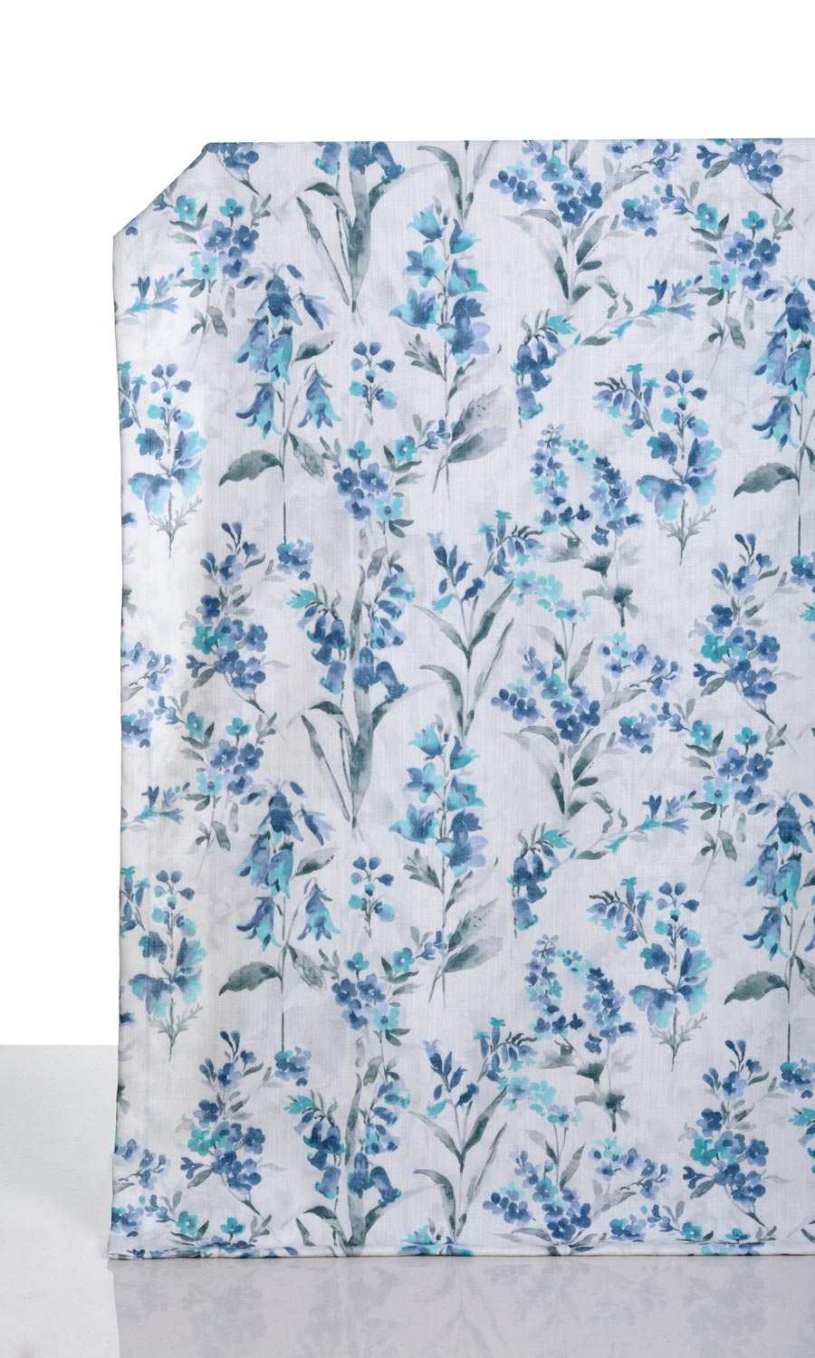 Floral Print Pinch Pleat, Rod Pocket, Eyelet Curtains (Blue/ Grey)
