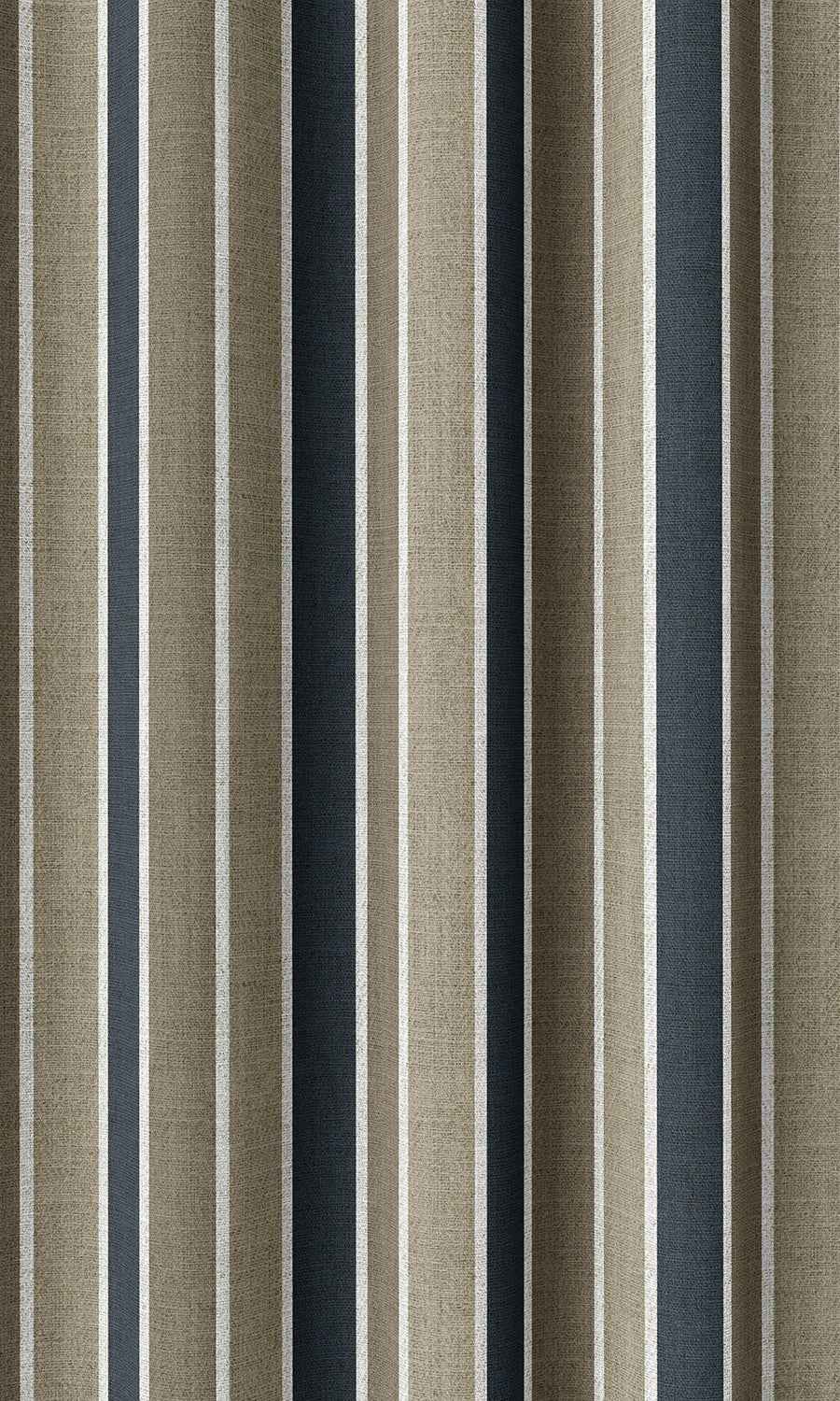 Balanced Striped Drapery for Living, Bedroom, Kitchen, Bathroom (Taupe/ Navy Blue)