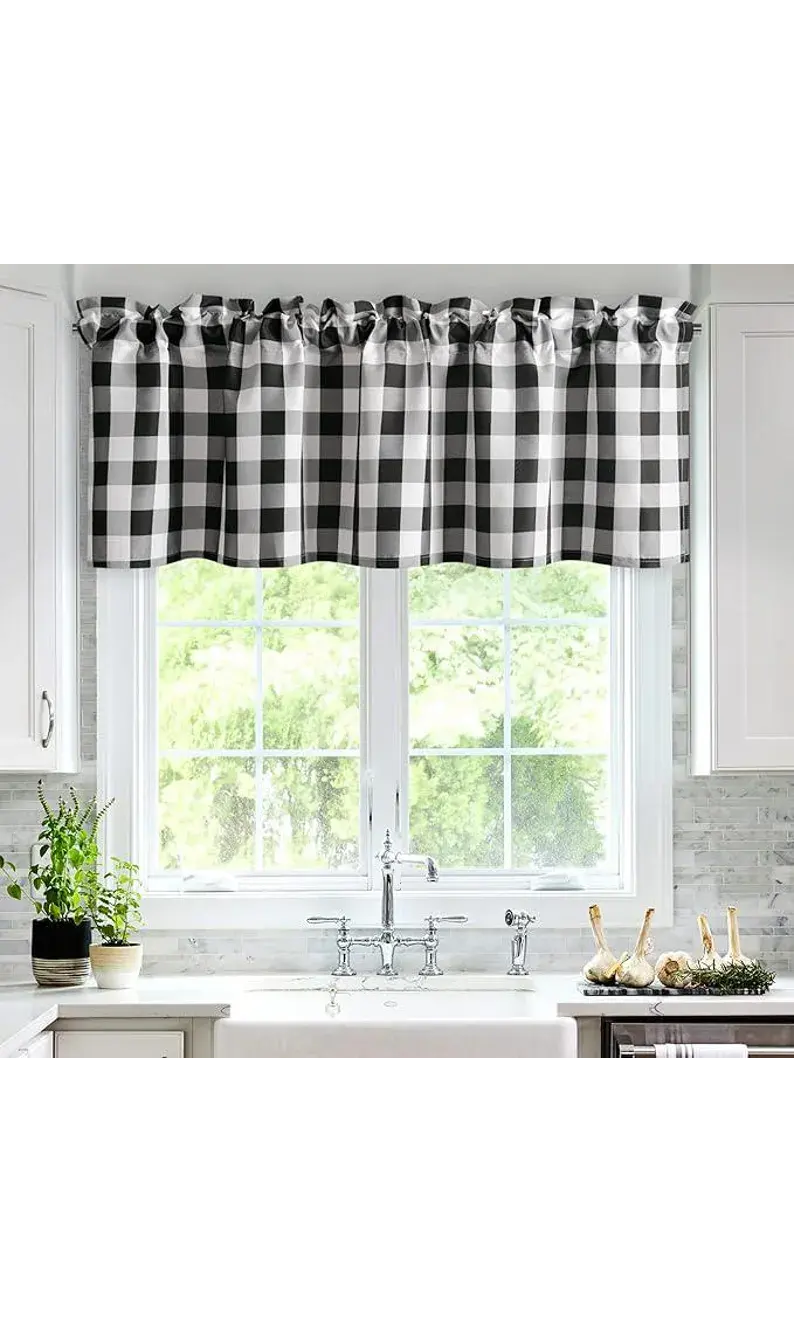 Pole Mounted Rod Pocket Window Valance with Header Frill