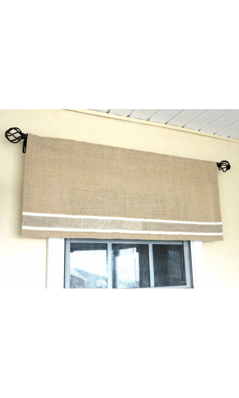 Pole mounted valance with curtains
