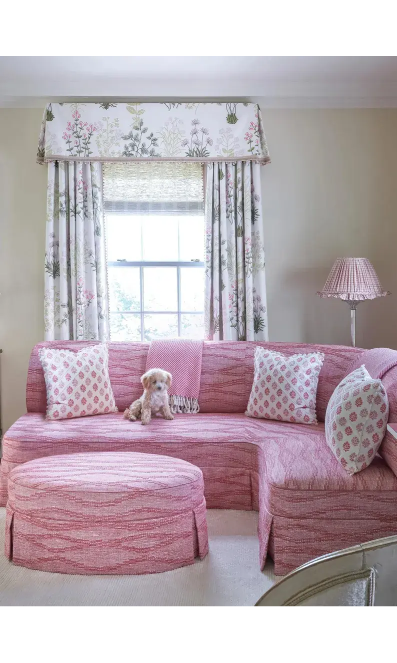 Board mounted flat valance with curtains