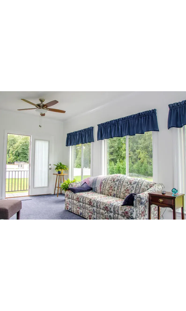 Pole Mounted Rod Pocket Window Valance with Header Frill