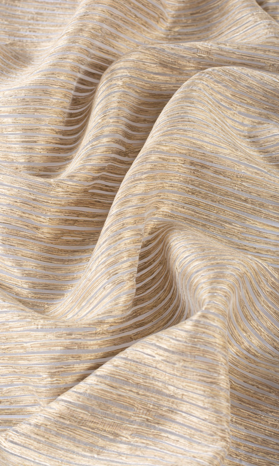 Striped Sheer Window Curtains for Living, Bedroom, Kitchen, Bathroom (Peanut Brown)
