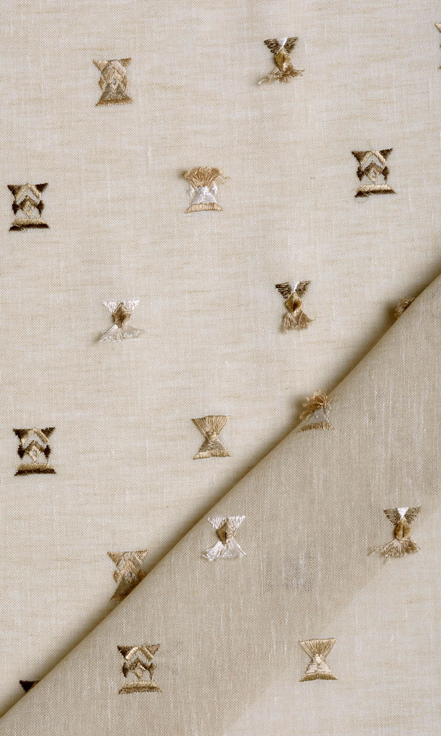 Embroidered Semi-Sheer Curtains / Drapes / Window Drapery Panels (Beige/ Brown)