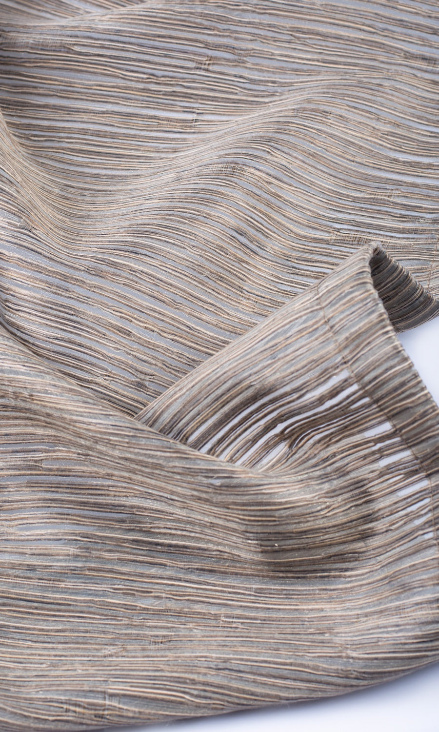 Striped Sheer Custom Curtains (Mocha Brown)