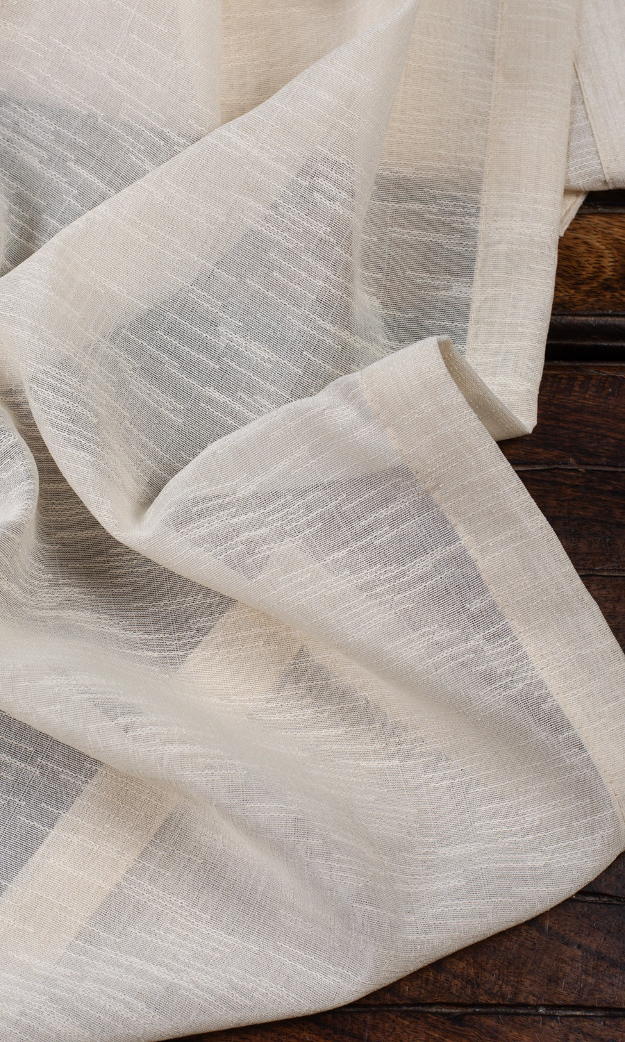 Textured Sheer Pinch Pleat, Rod Pocket, Eyelet Curtains (Pale Beige/ Warm Ivory)