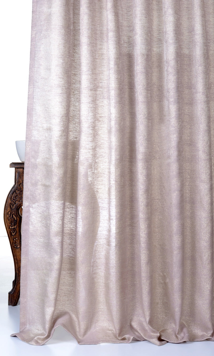 Textured Drapery for Living, Bedroom, Kitchen, Bathroom (Dusty Pink/ Gold)
