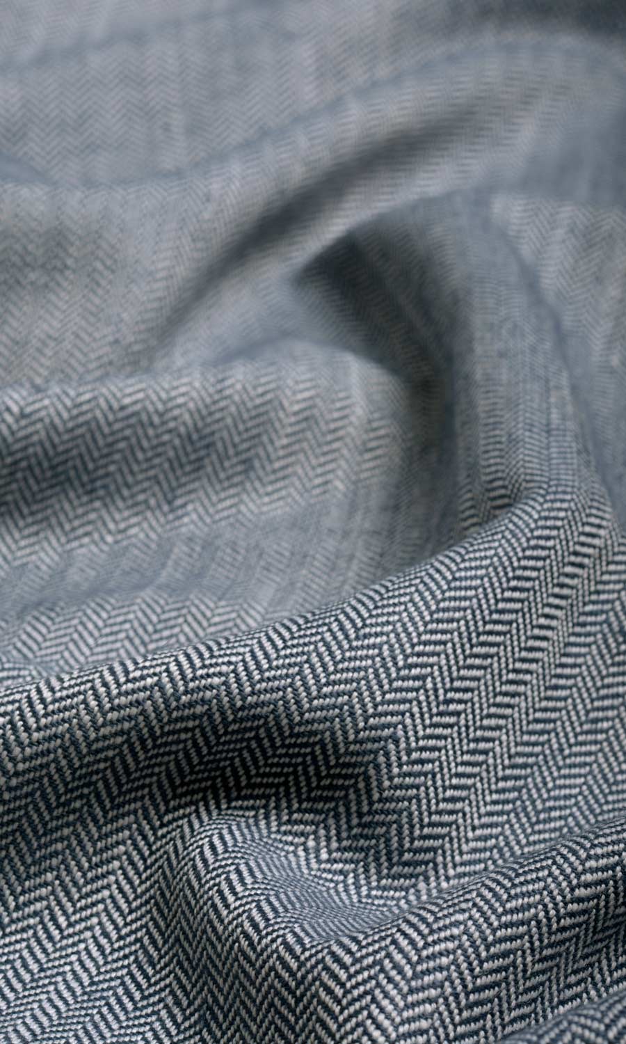 Herringbone Textured Window Curtains (Denim/ Navy Blue) Extra Long Short Wide