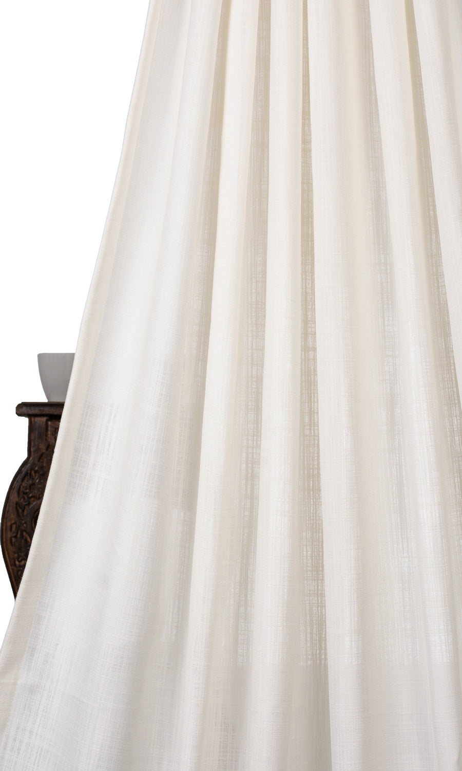 Linen-Texture Semi-Sheer Window Curtains (Off-White) Extra Long Short Wide