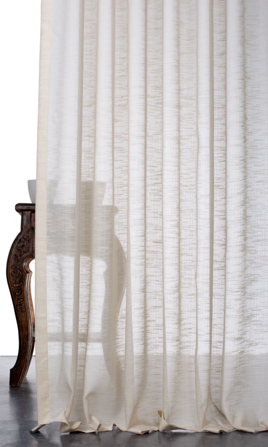 Textured Sheer Window Curtains for Living, Bedroom, Kitchen, Bathroom (Pale Beige/ Warm Ivory)