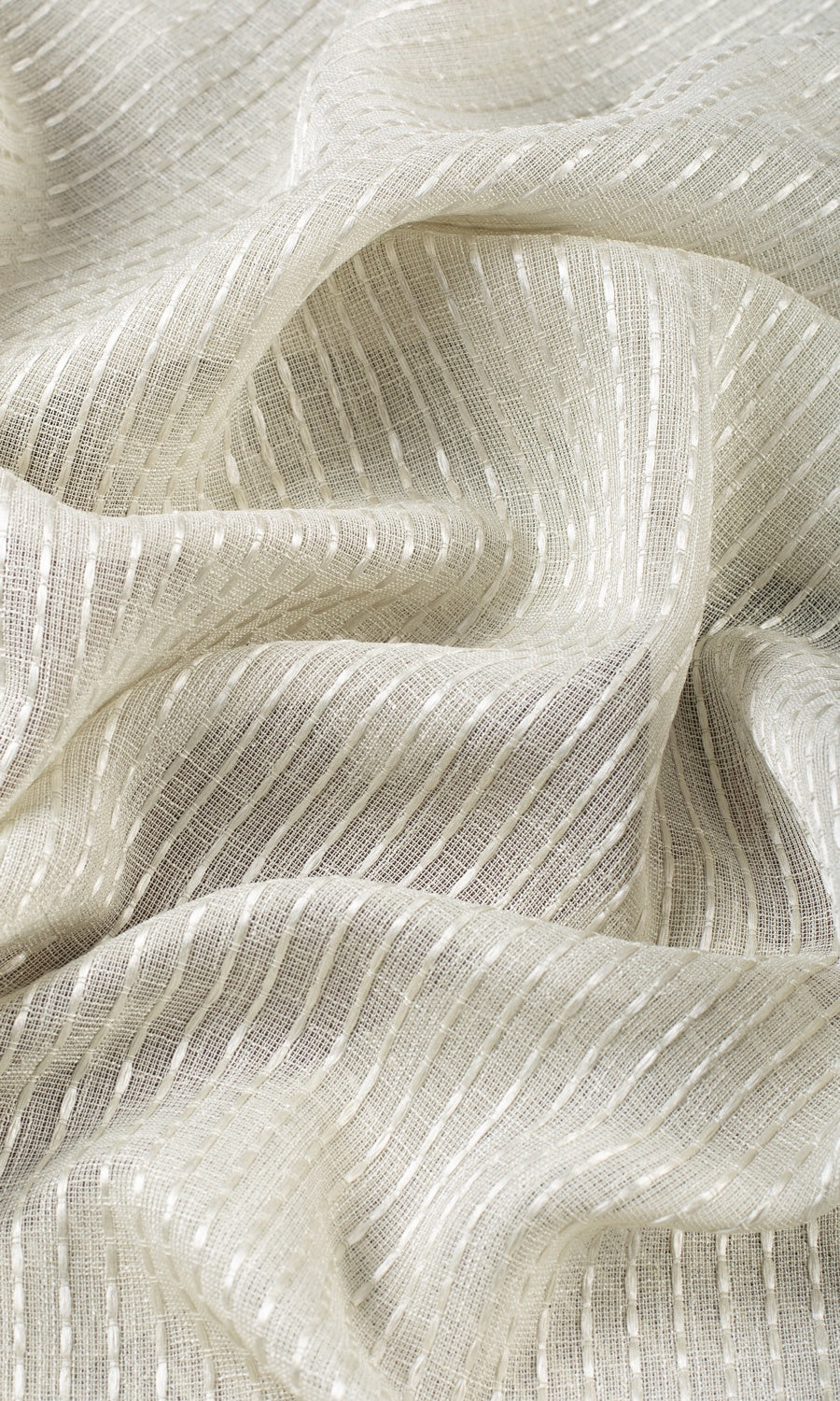 Striped Embroidery Sheer Custom Curtains (Gray)