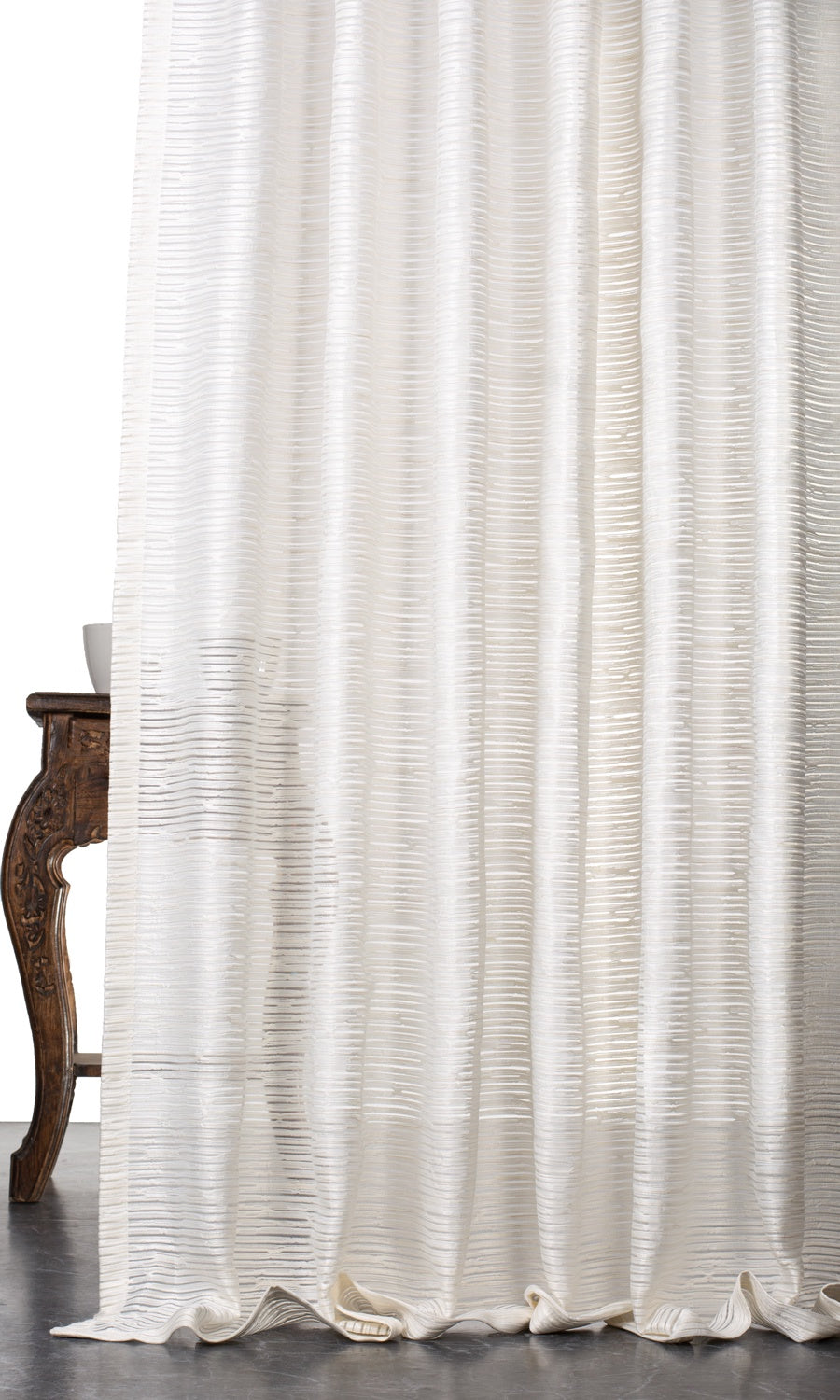 Striped Sheer Window Curtains (Cream) Extra Long Short Wide