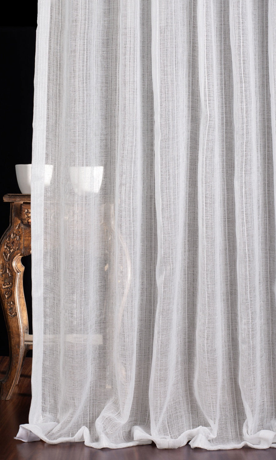 Textured Sheer Window Curtains for Living, Bedroom, Kitchen, Bathroom (White)