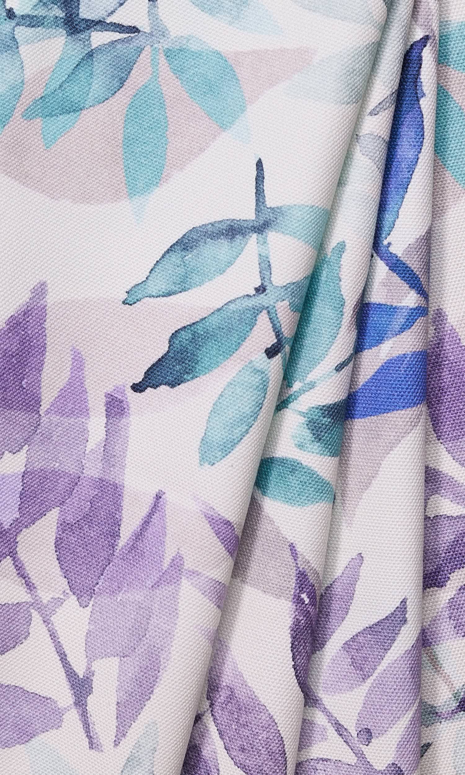 Floral Cotton Drapery for Living, Bedroom, Kitchen, Bathroom (Purple/ Blue/ Gray)