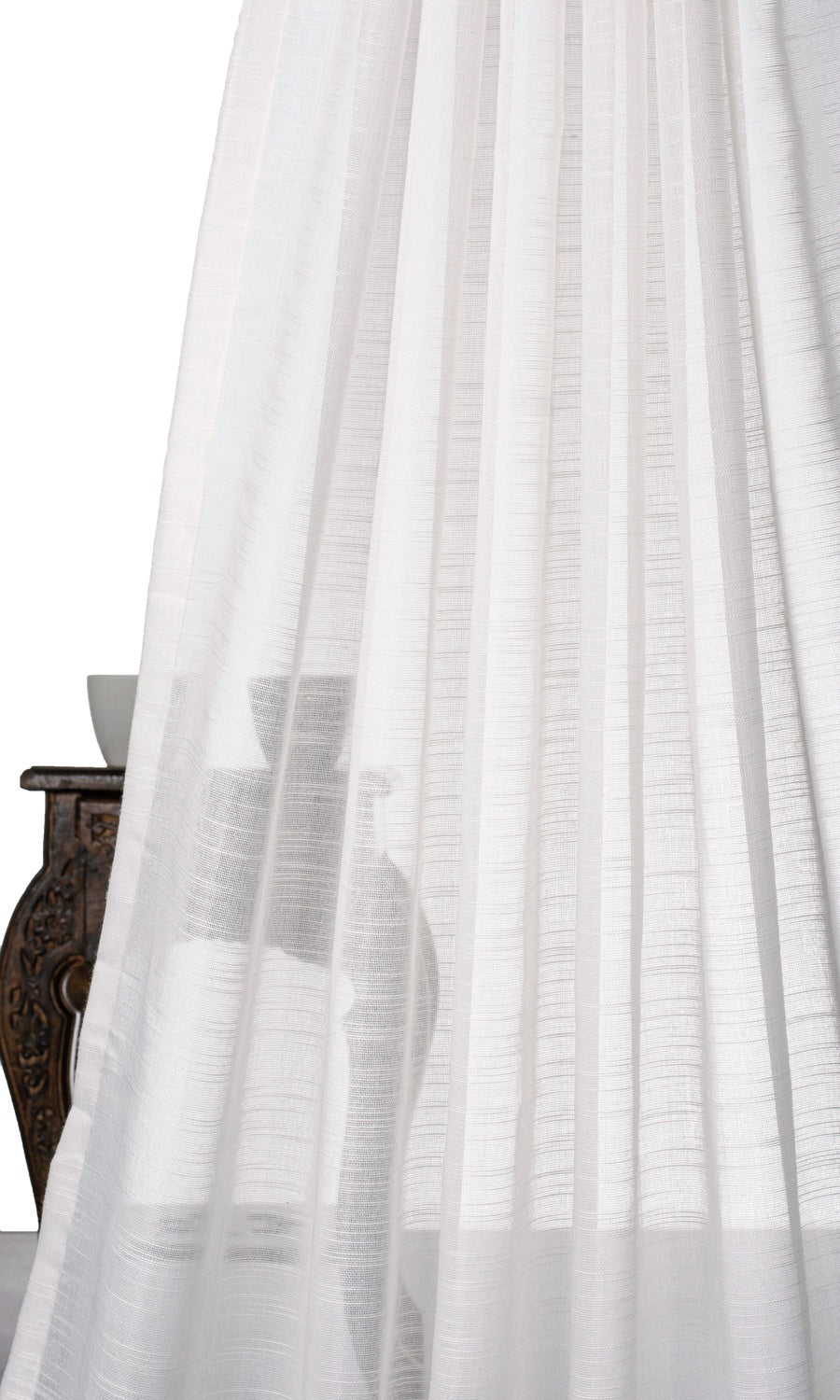 Textured Sheer Pinch Pleat, Rod Pocket, Eyelet Curtains (White)