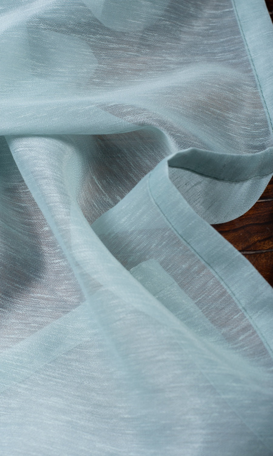 Textured Sheer/ Voile Custom Curtains (Light Blue)