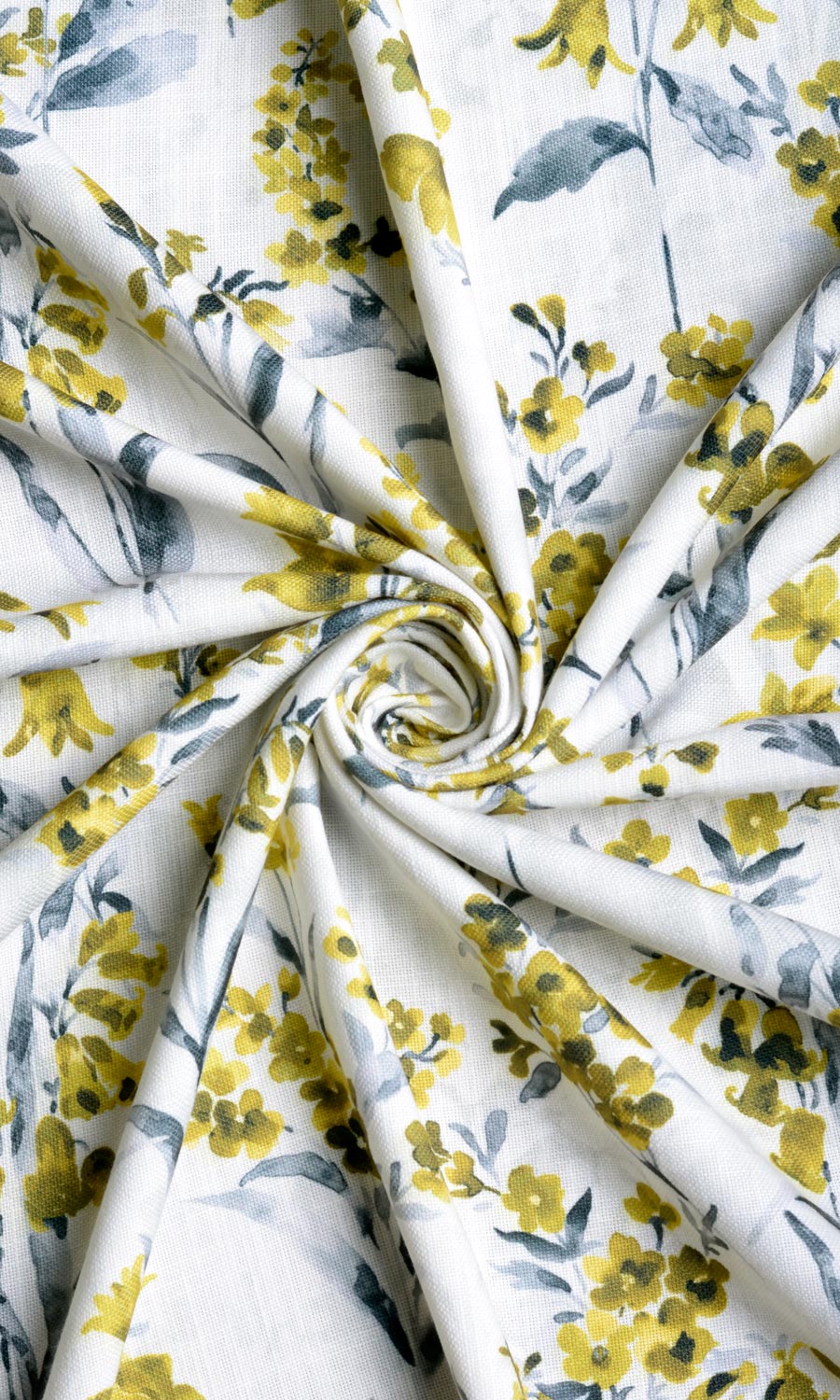 Floral Print Any Size Style Curtains (Yellow/ Gray)