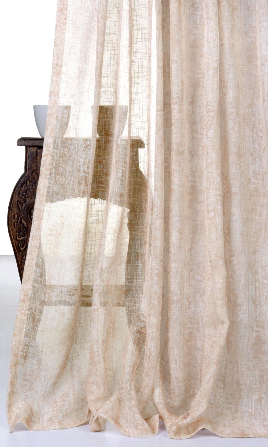 Textured Sheer Curtains / Drapes / Window Drapery Panels (Salmon Pink/ Peach Orange)