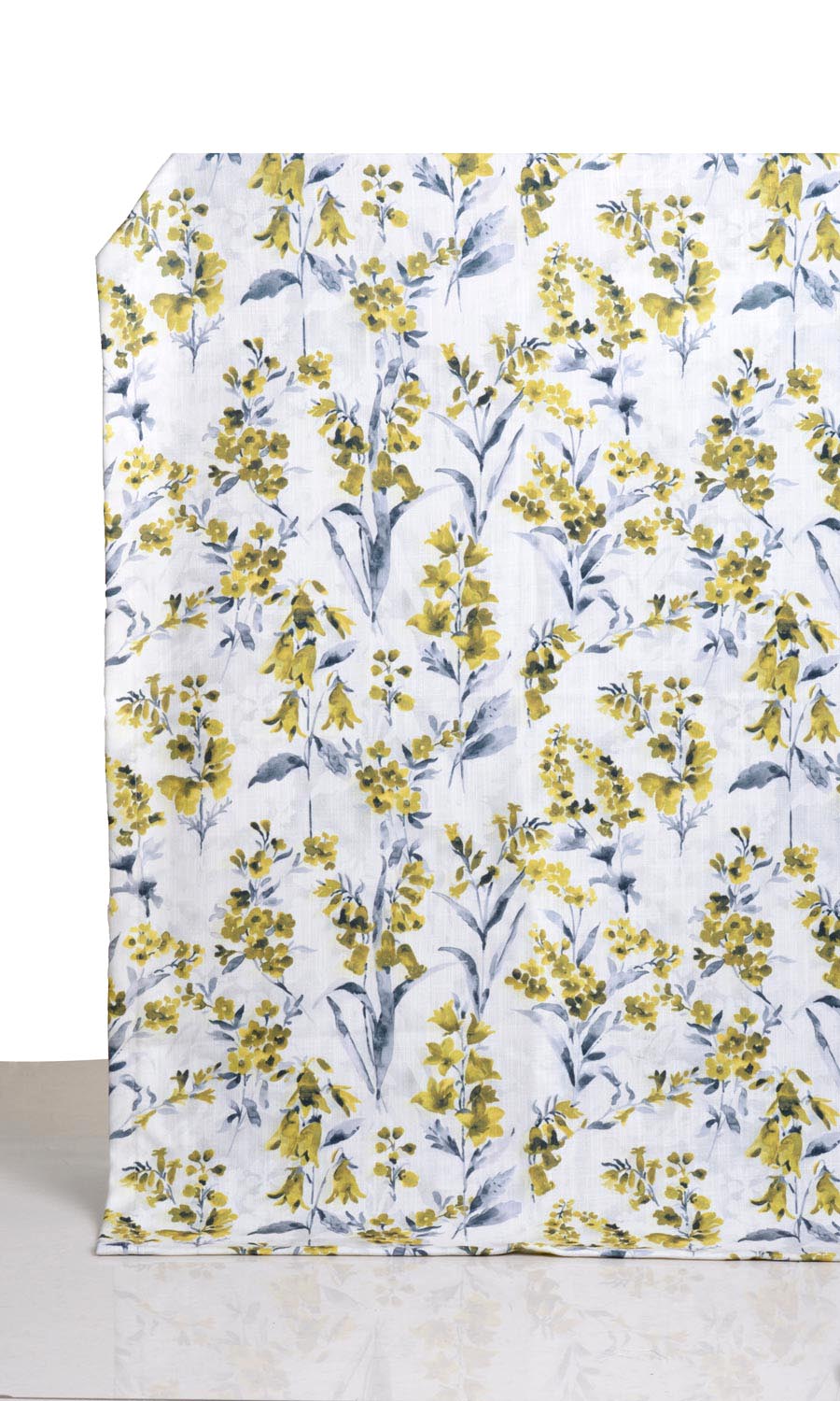 Floral Print Window Curtains for Living, Bedroom, Kitchen, Bathroom (Yellow/ Gray)