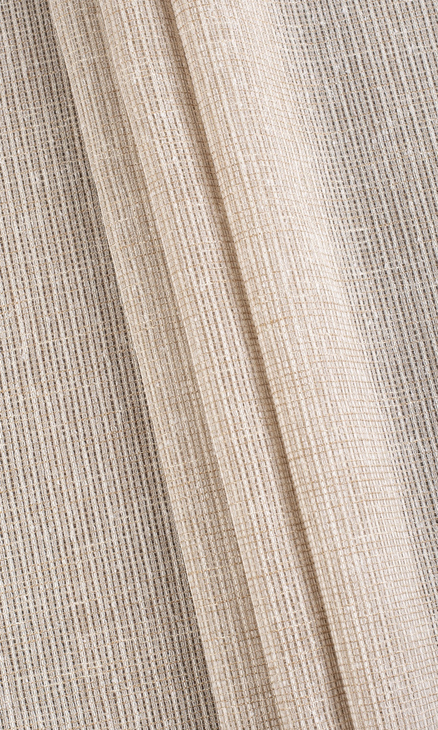 Checkered Sheer Pinch Pleat, Rod Pocket, Eyelet Curtains (Beige/ Brown)