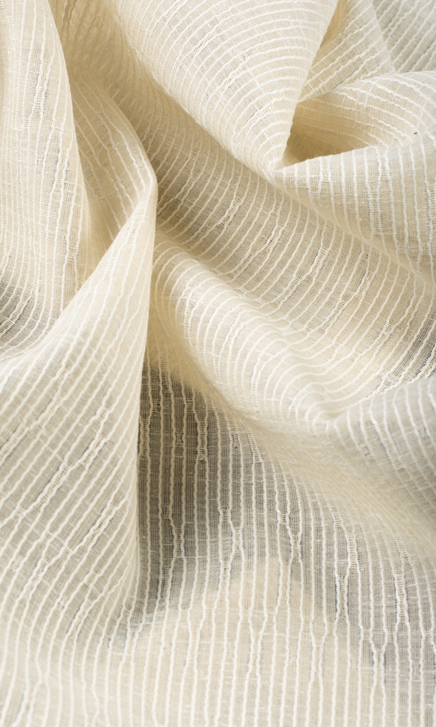 Textured Sheer Window Curtains (Ivory-Beige) Extra Long Short Wide