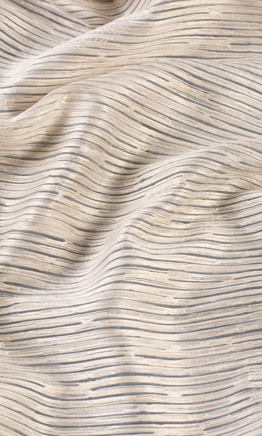 Striped Sheer Custom Curtains (Pale Beige/ Ivory)