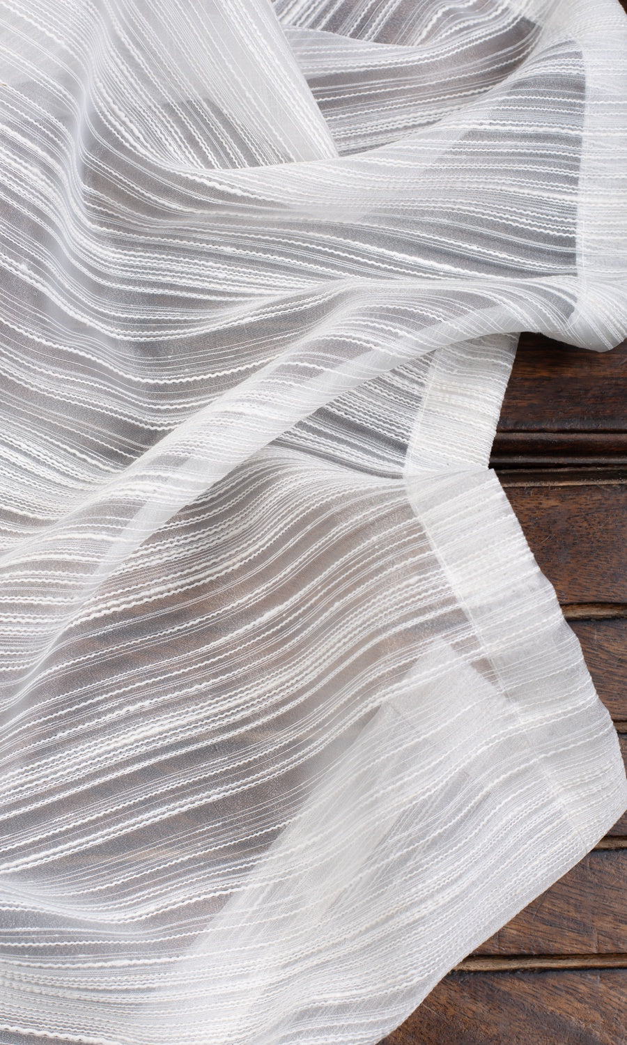 Striped Sheer Pinch Pleat, Rod Pocket, Eyelet Curtains (White)