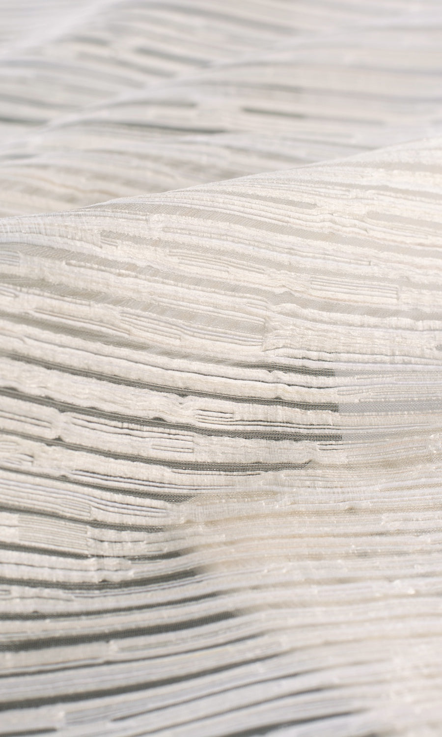 Striped Sheer Pinch Pleat, Rod Pocket, Eyelet Curtains (Cream)