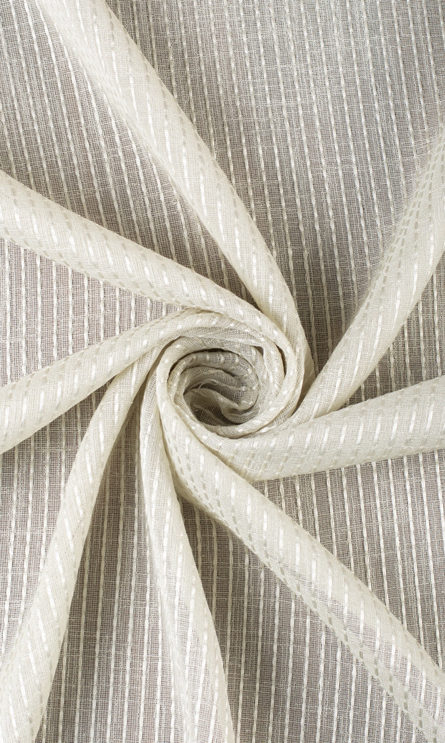 Striped Embroidery Sheer Pinch Pleat, Rod Pocket, Eyelet Curtains (Gray)