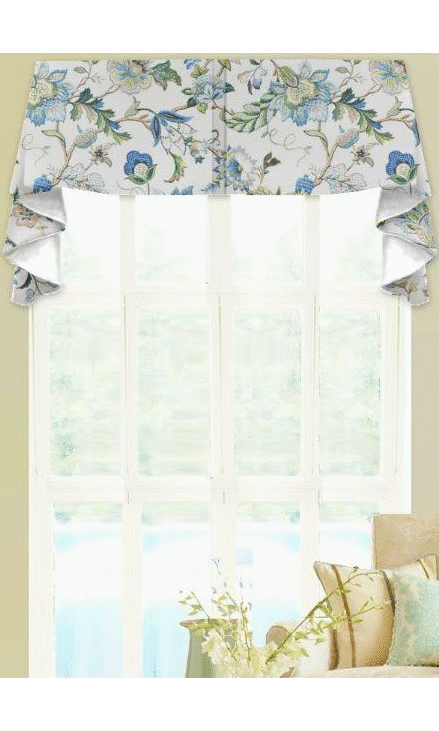 Board mounted window valance with swag