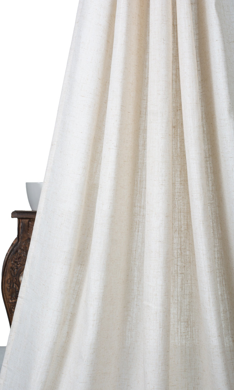 Semi-Sheer Linen Texture Pinch Pleat, Rod Pocket, Eyelet Curtains (Cream)