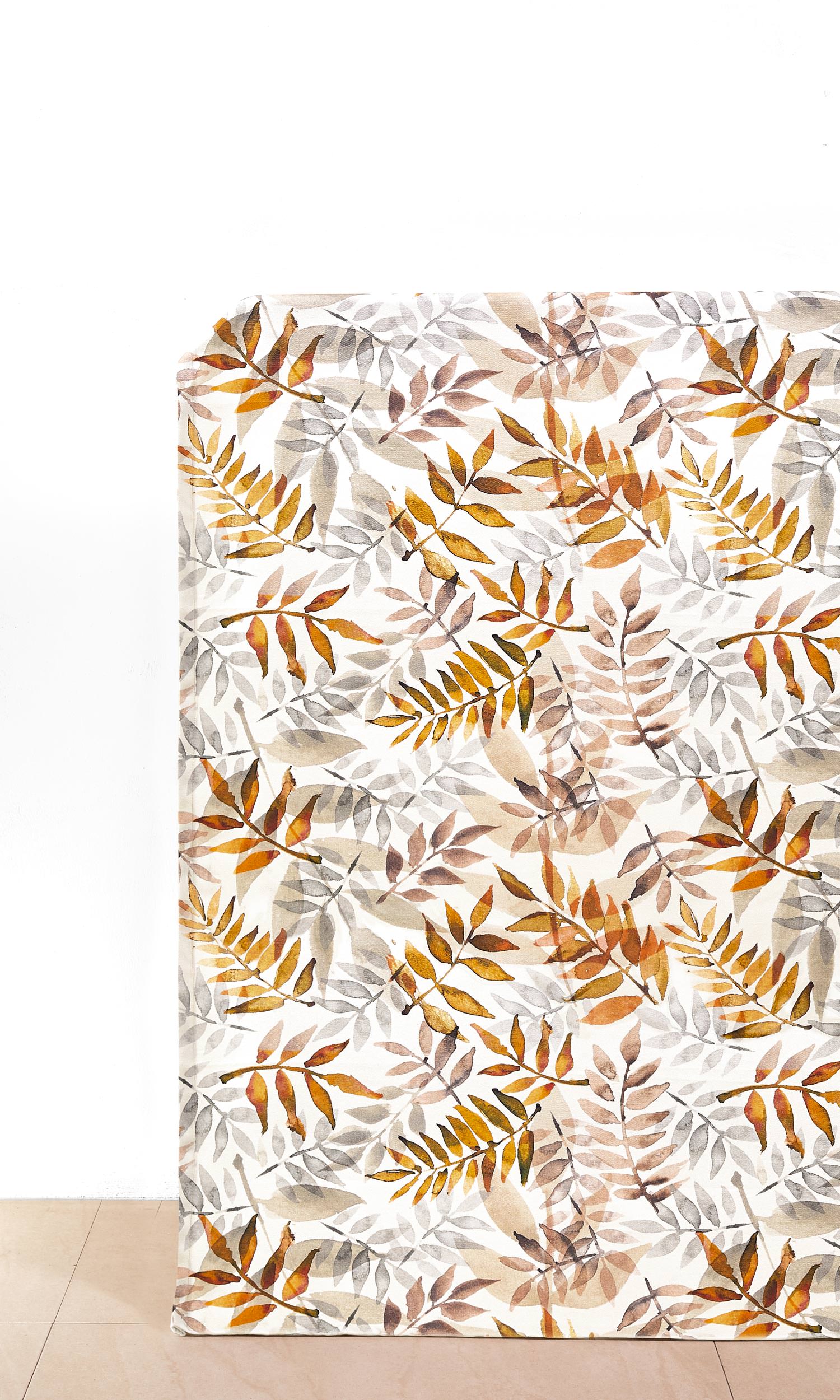 Floral Cotton Roman Shades (Orange/ Gray/ Brown)