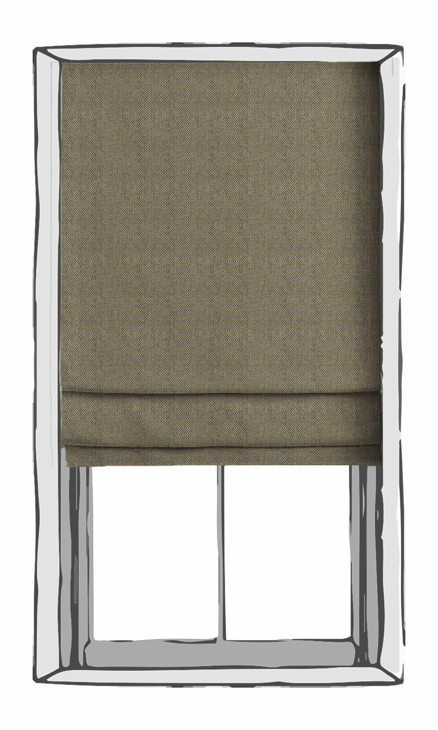 Herringbone Textured Window Curtains for Living, Bedroom, Kitchen, Bathroom (Warm Grey/ Brown)