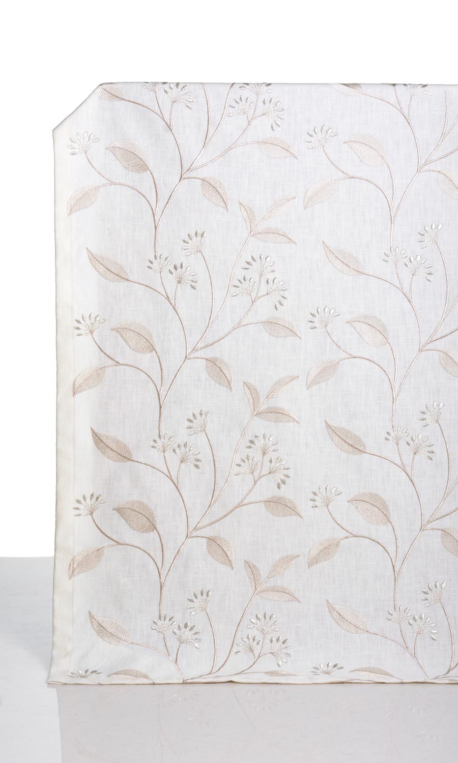 Floral Embroidery Curtain Panels for Living, Bedroom, Kitchen, Bathroom (White/ Cream)