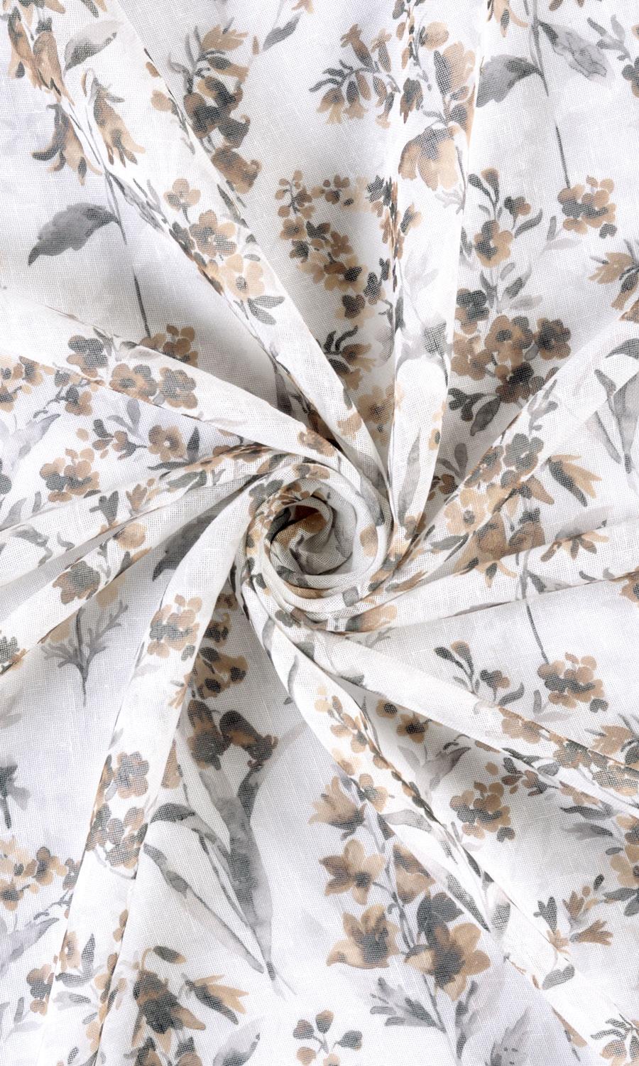 Sheer Floral Print Curtains / Drapes / Window Drapery Panels (Beige/ Brown)