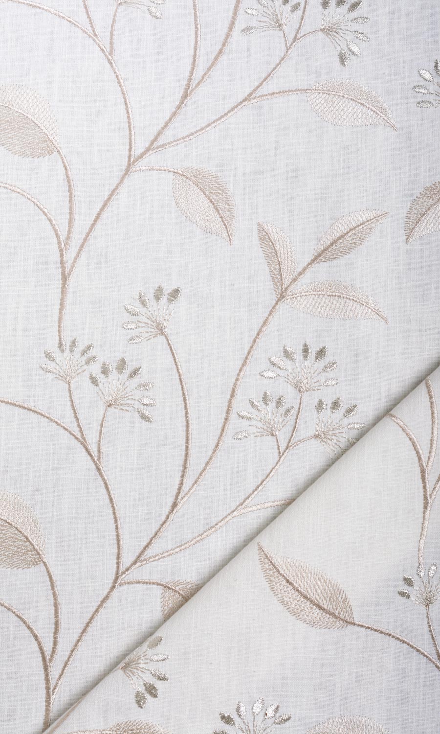Floral Embroidery Curtain Panels (White/ Cream) Extra Long Short Wide