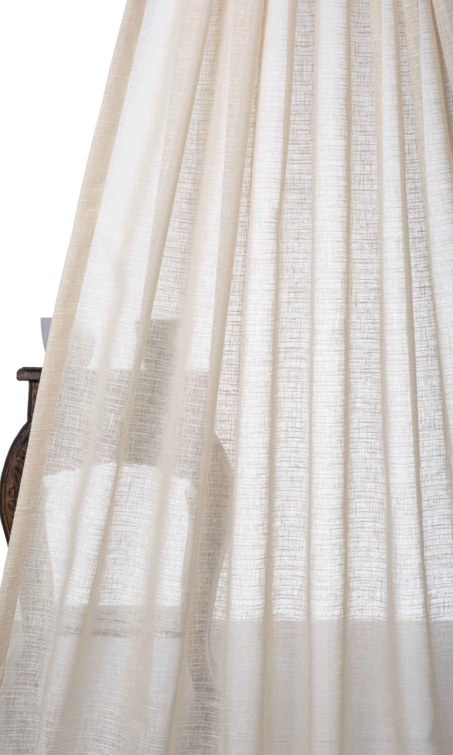 Plain Textured Sheer Pinch Pleat, Rod Pocket, Eyelet Curtains (Pale Beige)