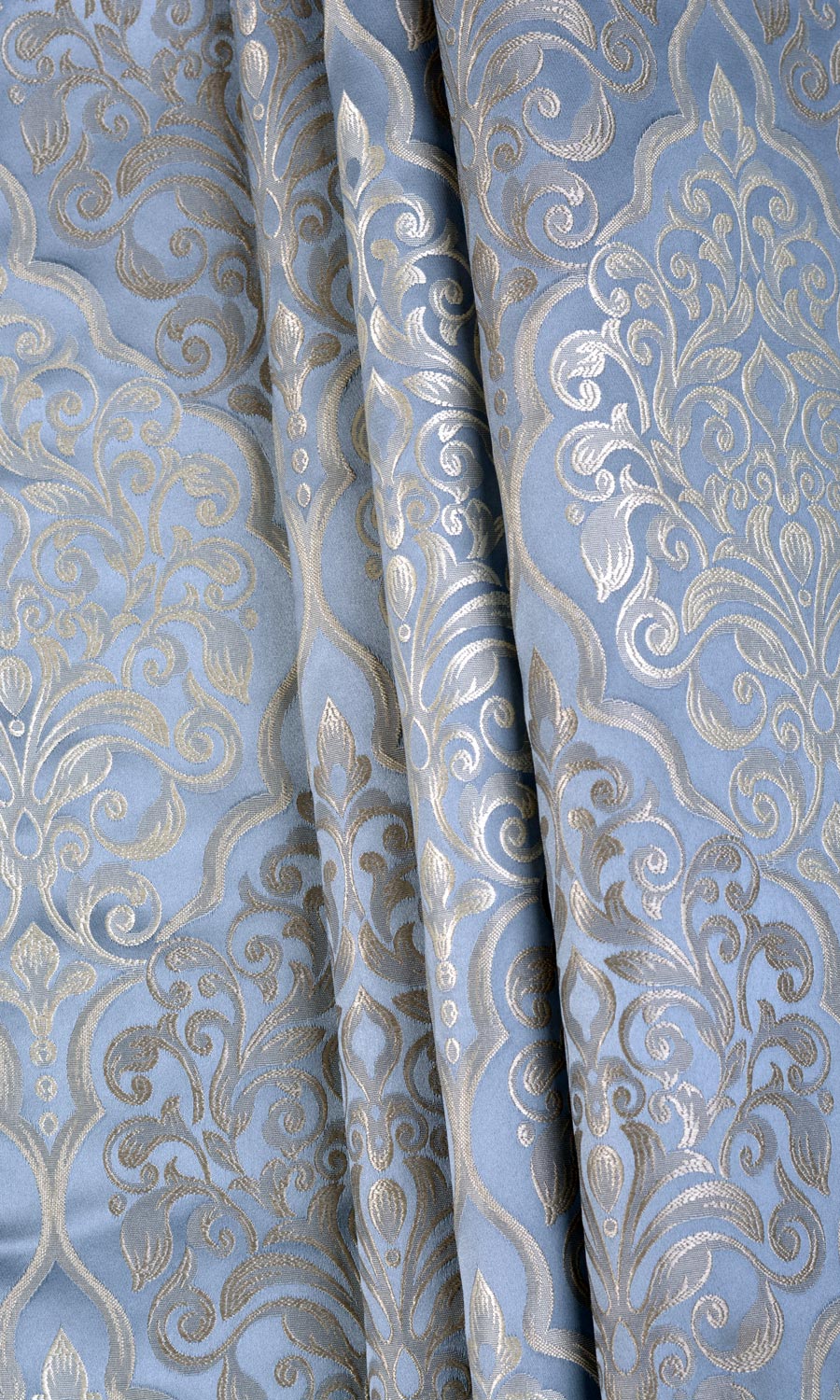 Damask Fabric Blinds (Navy Blue/ White) Extra Long Short Wide