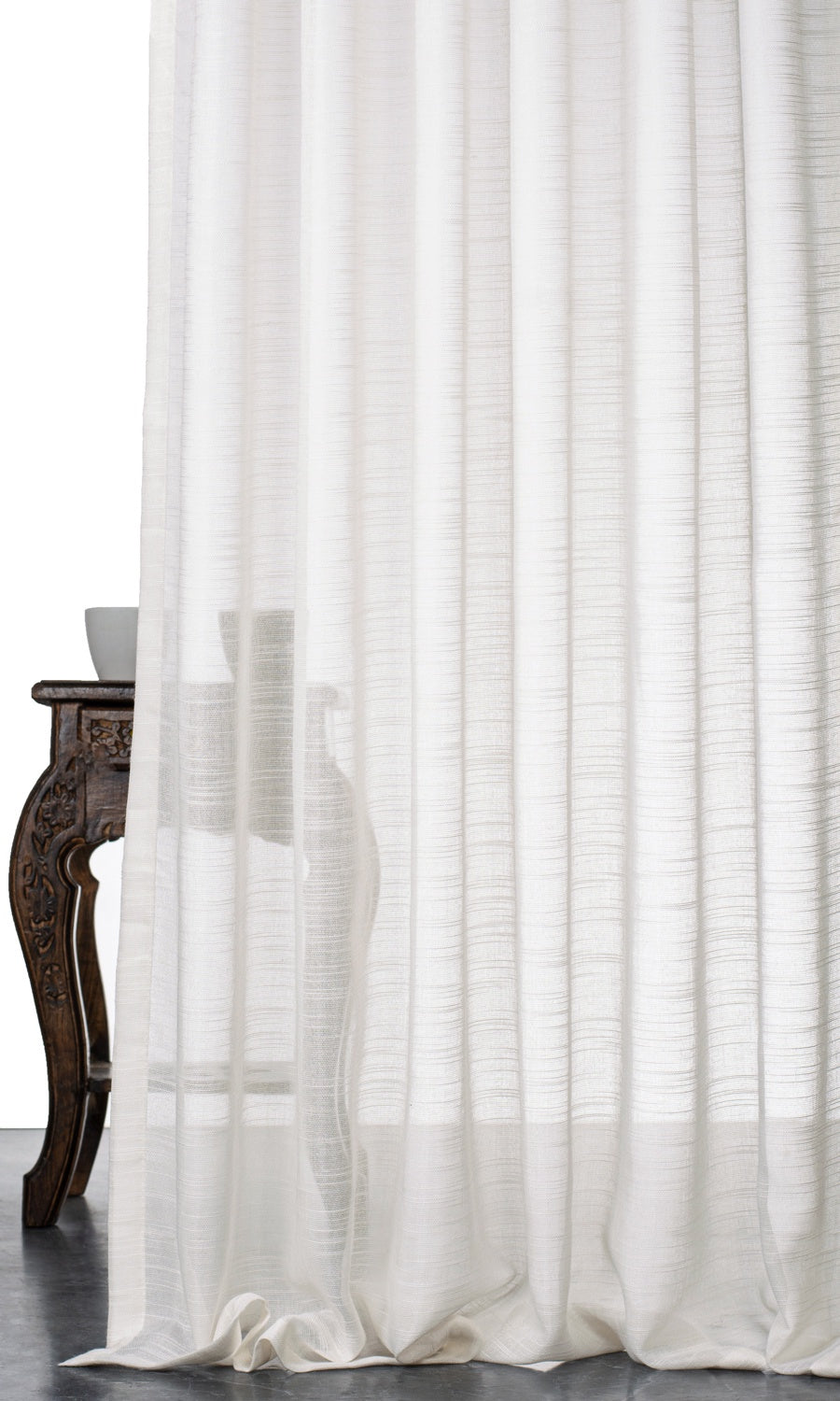 Textured Sheer Window Curtains for Living, Bedroom, Kitchen, Bathroom (White)