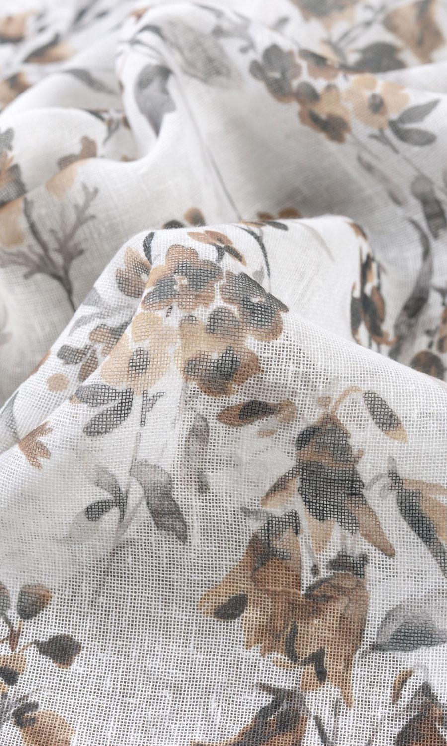 Sheer Floral Print Custom Curtains (Beige/ Brown)