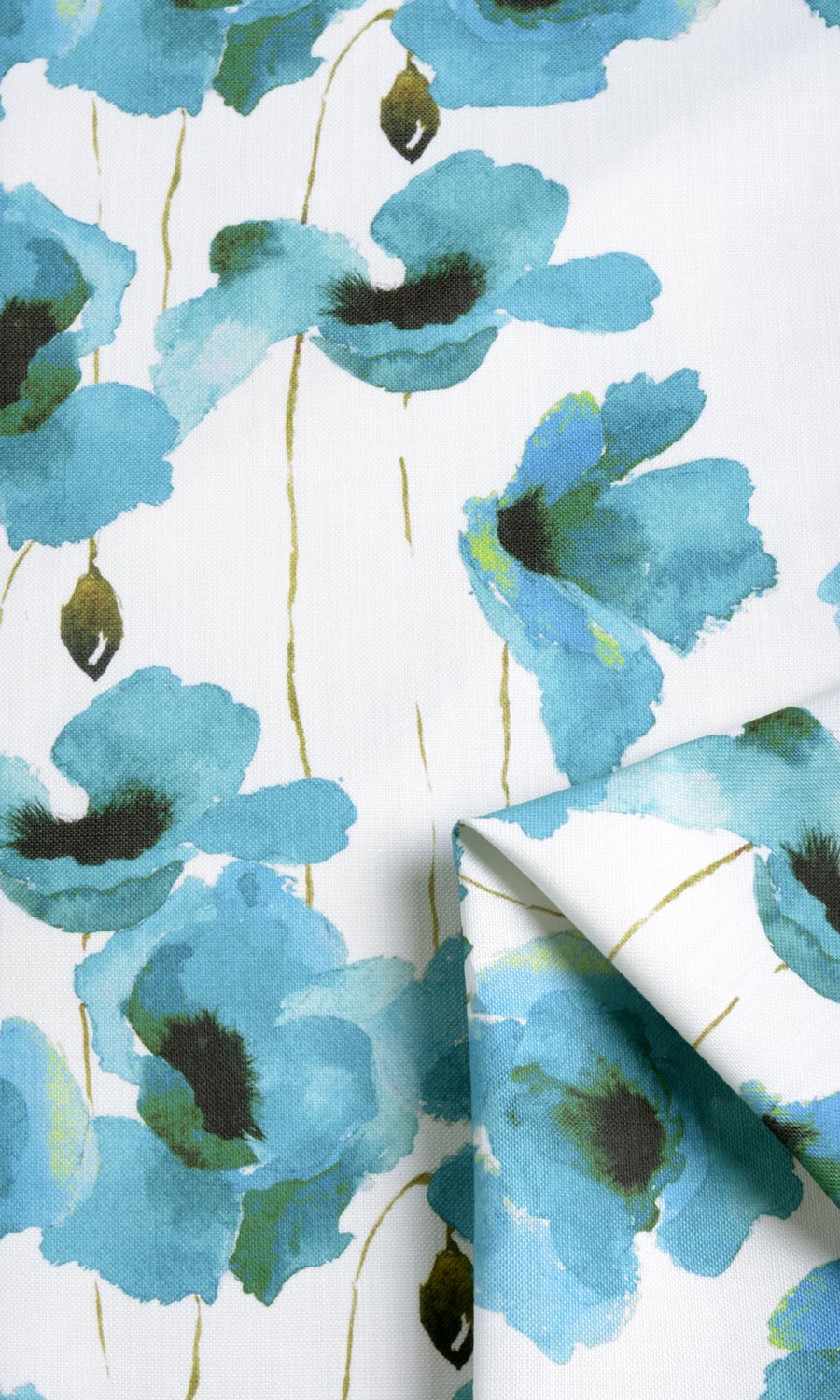 Water Lilies Floral Pinch Pleat, Rod Pocket, Eyelet Curtains (Blue)