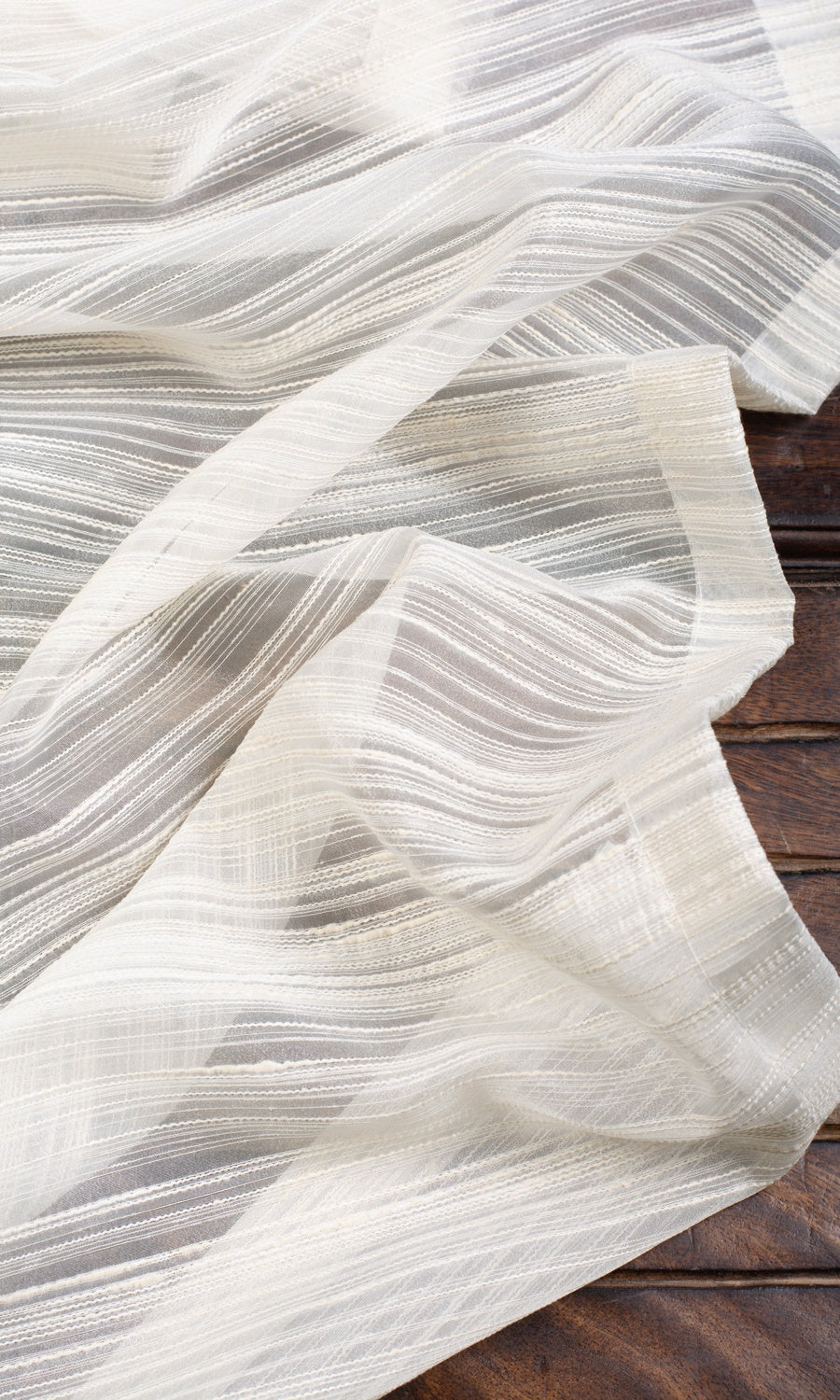 Striped Sheer Window Curtains for Living, Bedroom, Kitchen, Bathroom (Ivory/ Cream)
