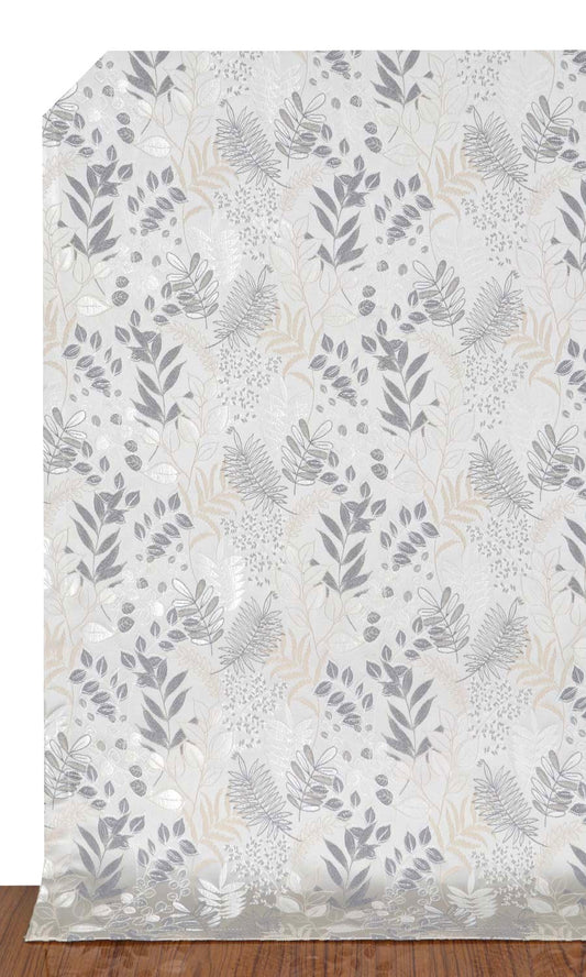 Botanical Window Curtains (Pale Grey/ Warm White)