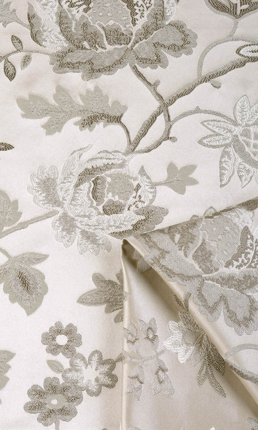 Floral Window Curtains (Beige/ Brown/ Ivory)