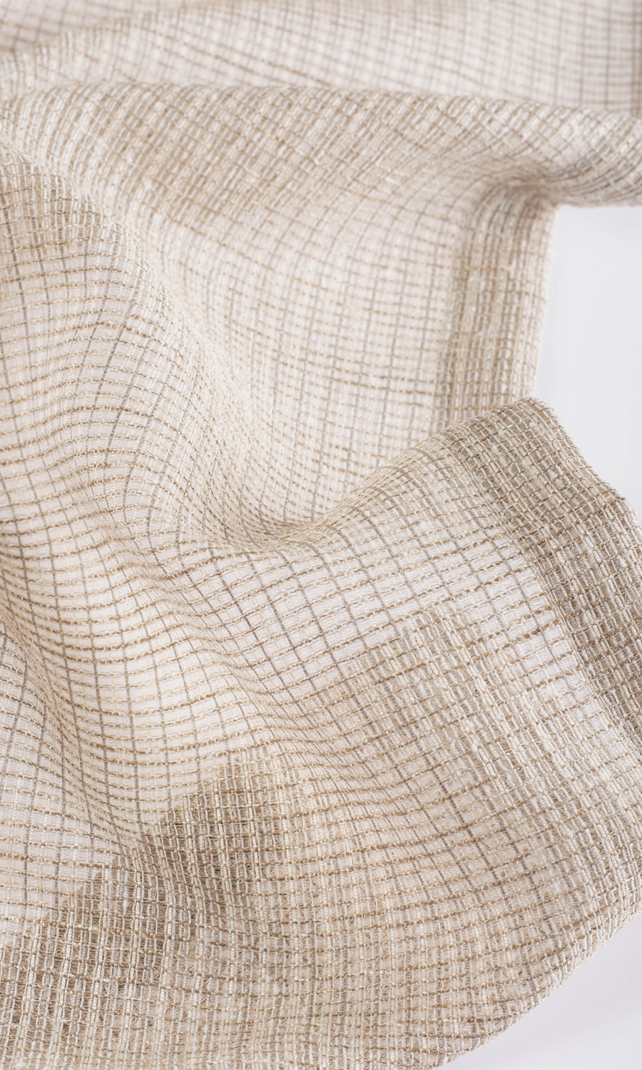 Checkered Sheer Curtains / Drapes / Window Drapery Panels (Beige/ Brown)