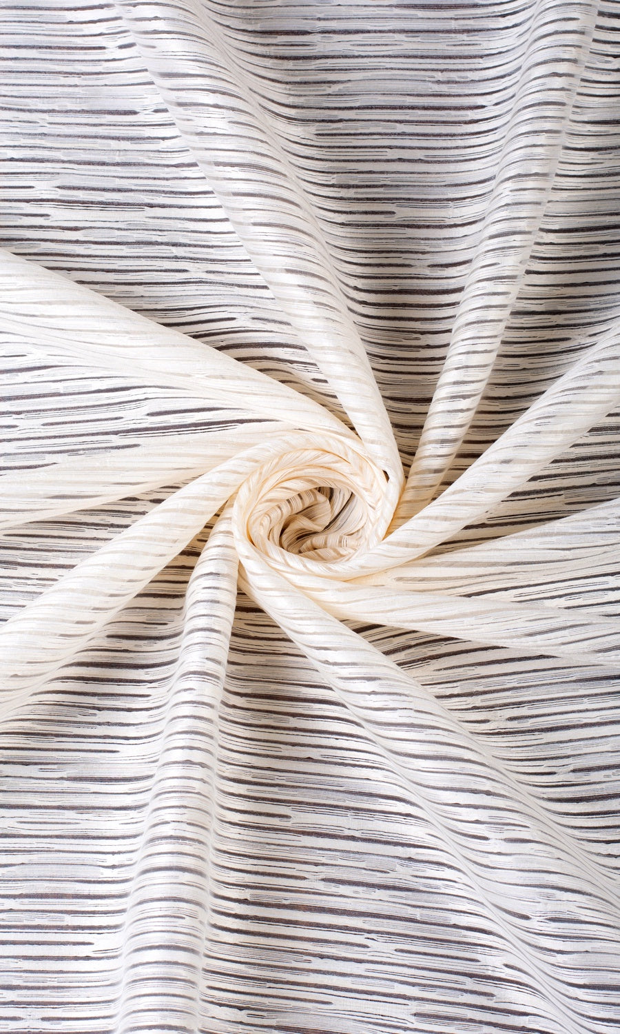 Striped Sheer Pinch Pleat, Rod Pocket, Eyelet Curtains (Ivory/ Beige)