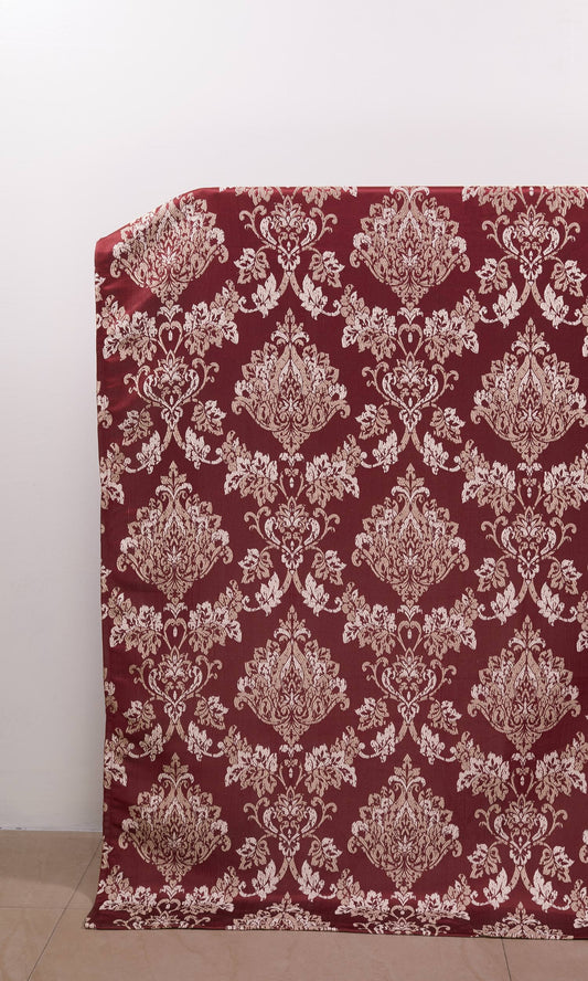 Fleur De Lis Patterned Window Curtains (Red)